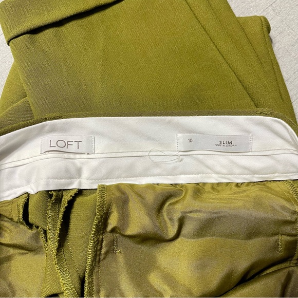 LOFT Olive Green Cuffed Slim Ankle Pencil Dress Pants Nwot 10 - Picture 10 of 10